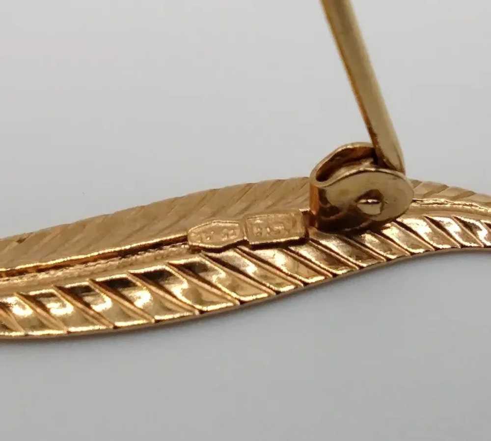 Feather leaf 18k solid yellow gold lapel pin broo… - image 7