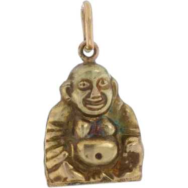 Yellow Gold Vintage Smiling Happy Buddha Charm - … - image 1