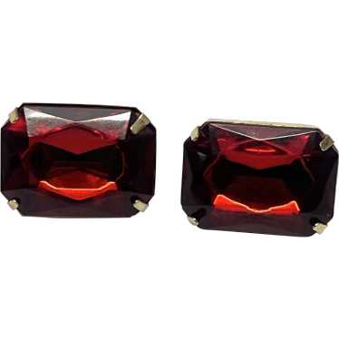 Vintage red jewel rhinestone earrings - image 1