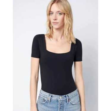 RE/DONE Re/Done Square Neck Short Sleeve Black St… - image 1