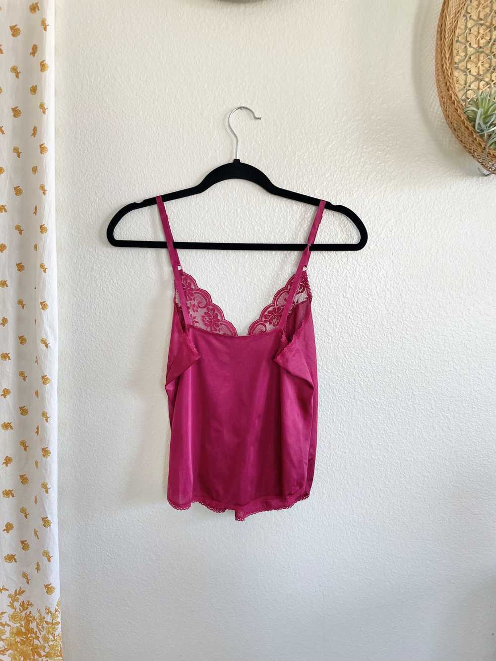 Vintage Vintage Lace Burgundy ILGWU Lace Tank Top - image 2