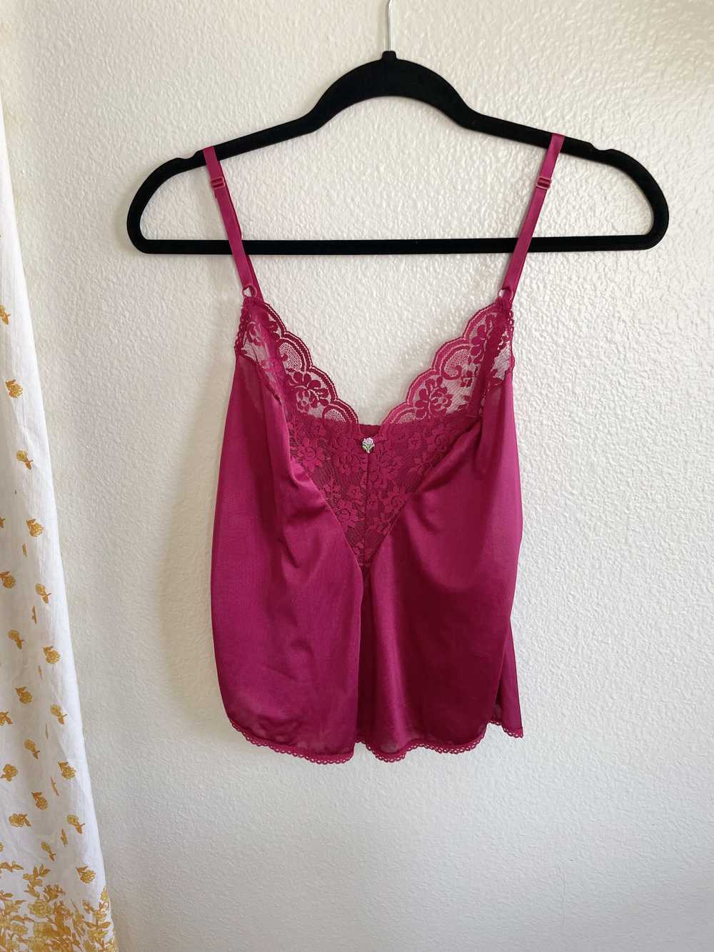 Vintage Vintage Lace Burgundy ILGWU Lace Tank Top - image 3