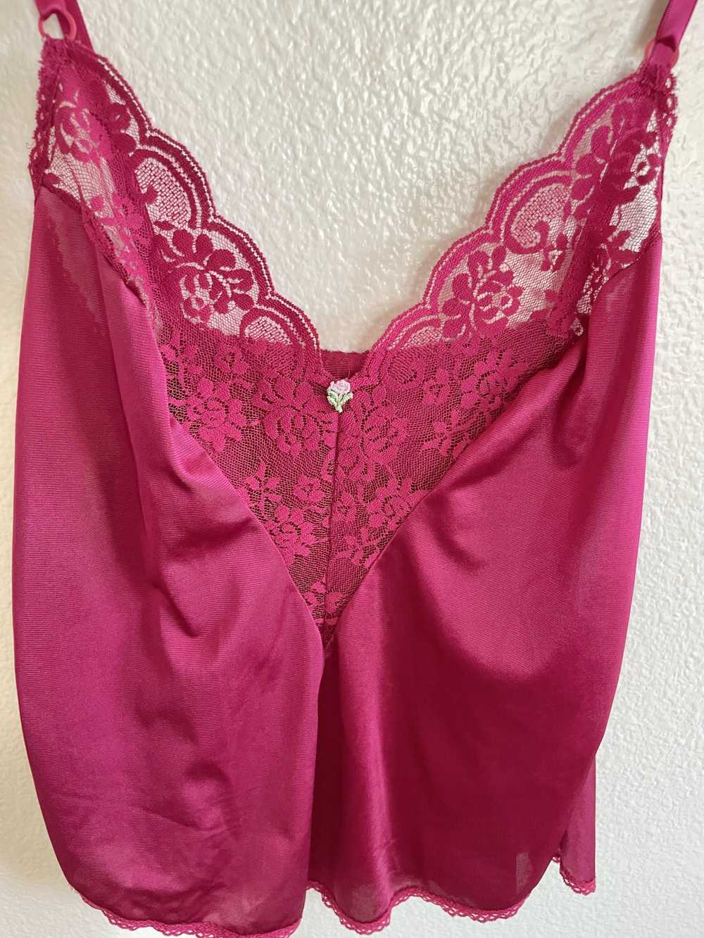 Vintage Vintage Lace Burgundy ILGWU Lace Tank Top - image 4