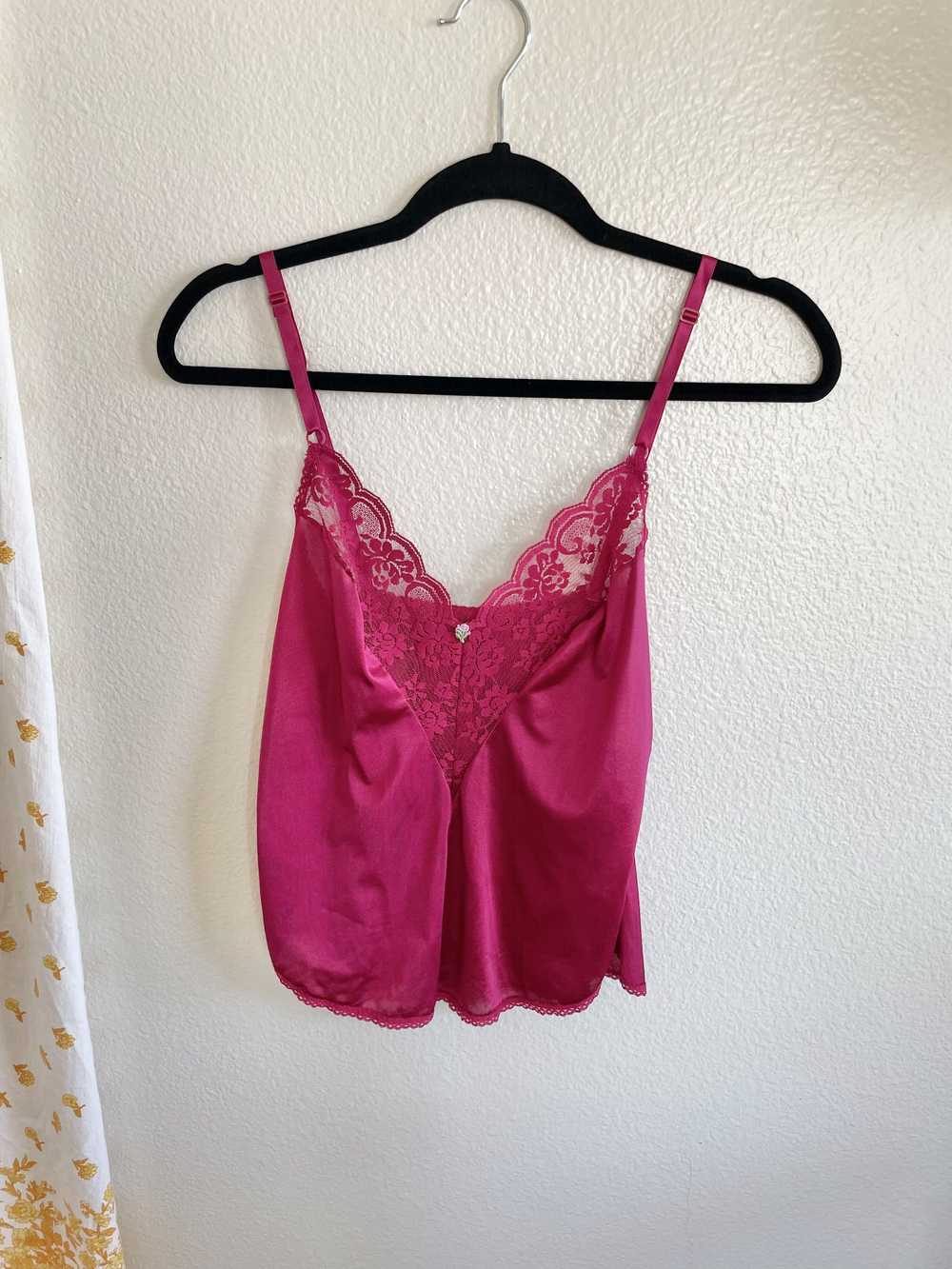 Vintage Vintage Lace Burgundy ILGWU Lace Tank Top - image 5