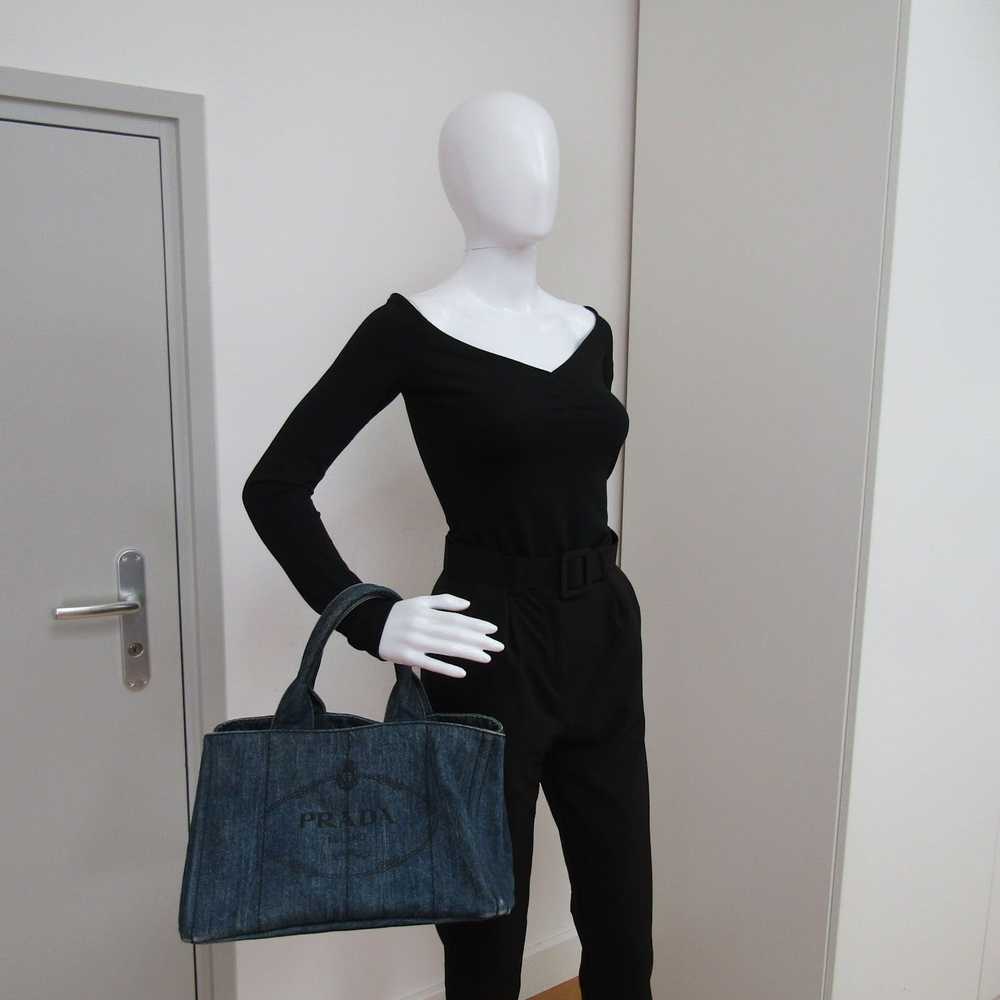 Prada PRADA Canapa Handbag in Blue Denim/Jeans - image 10