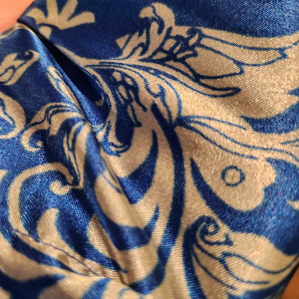 Vintage Royal blue silky soft kaftan pullover rel… - image 5