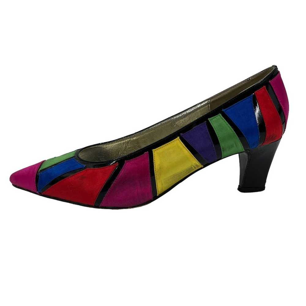 Vintage J Renee Heels Multicolor Geometric Colorf… - image 3