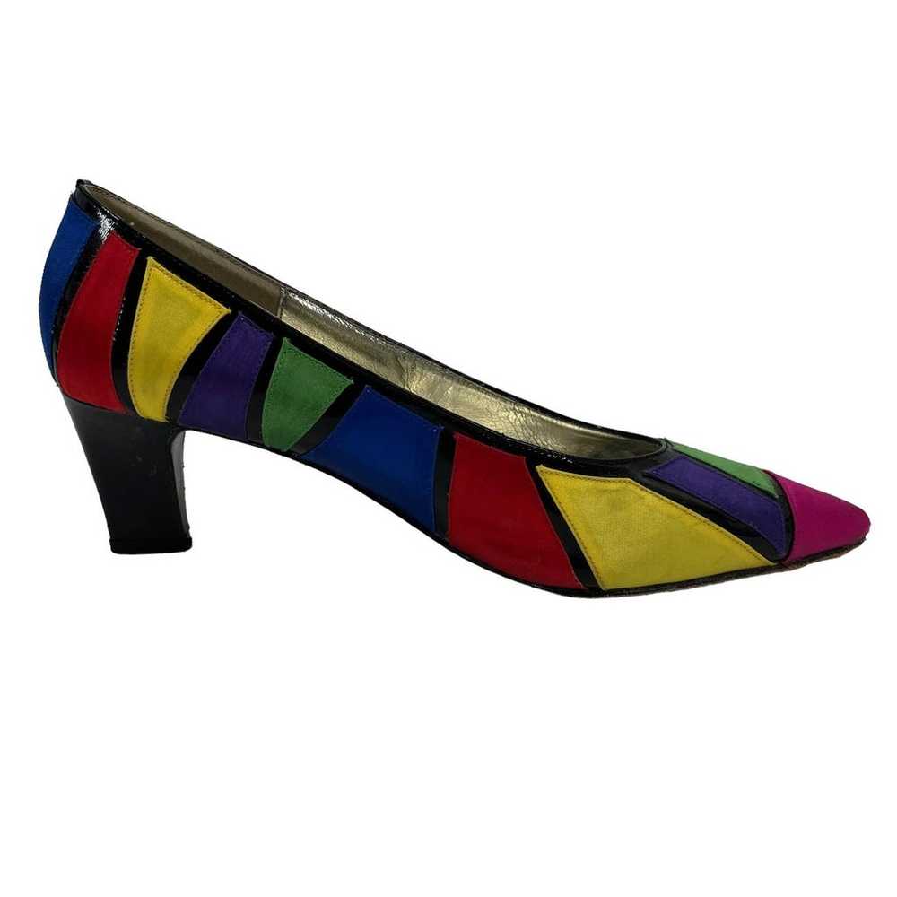 Vintage J Renee Heels Multicolor Geometric Colorf… - image 4