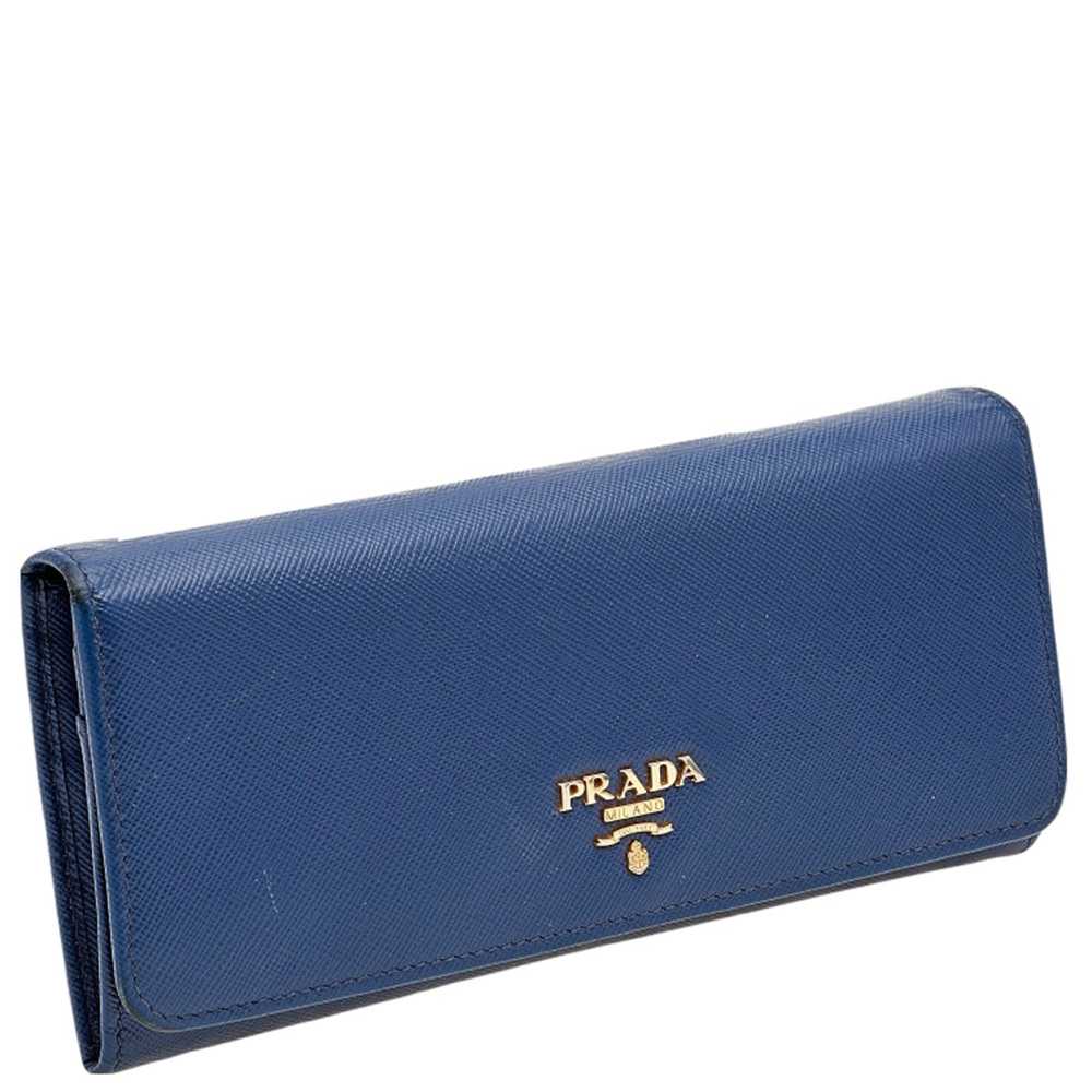Prada Prada Blue Saffiano Metal Leather Flap Cont… - image 3