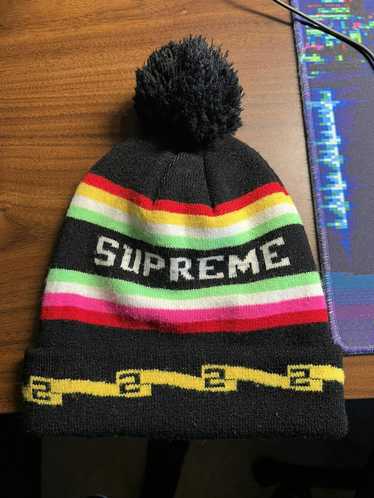 Supreme Beanie Black with leather Supreme Patch - Gem