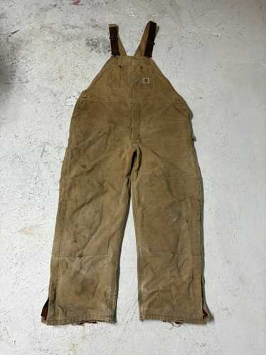 Vintage Carhartt Bibs Men's 36x27 Tan Workwear Made In USA Canvas Overalls