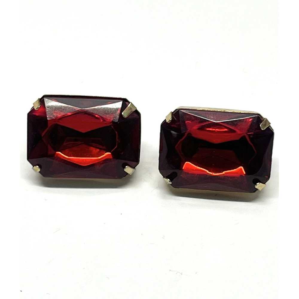 Vintage Vintage red jewel rhinestone earrings - image 1