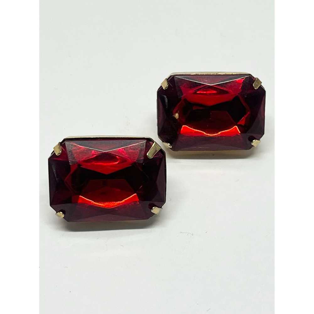 Vintage Vintage red jewel rhinestone earrings - image 2