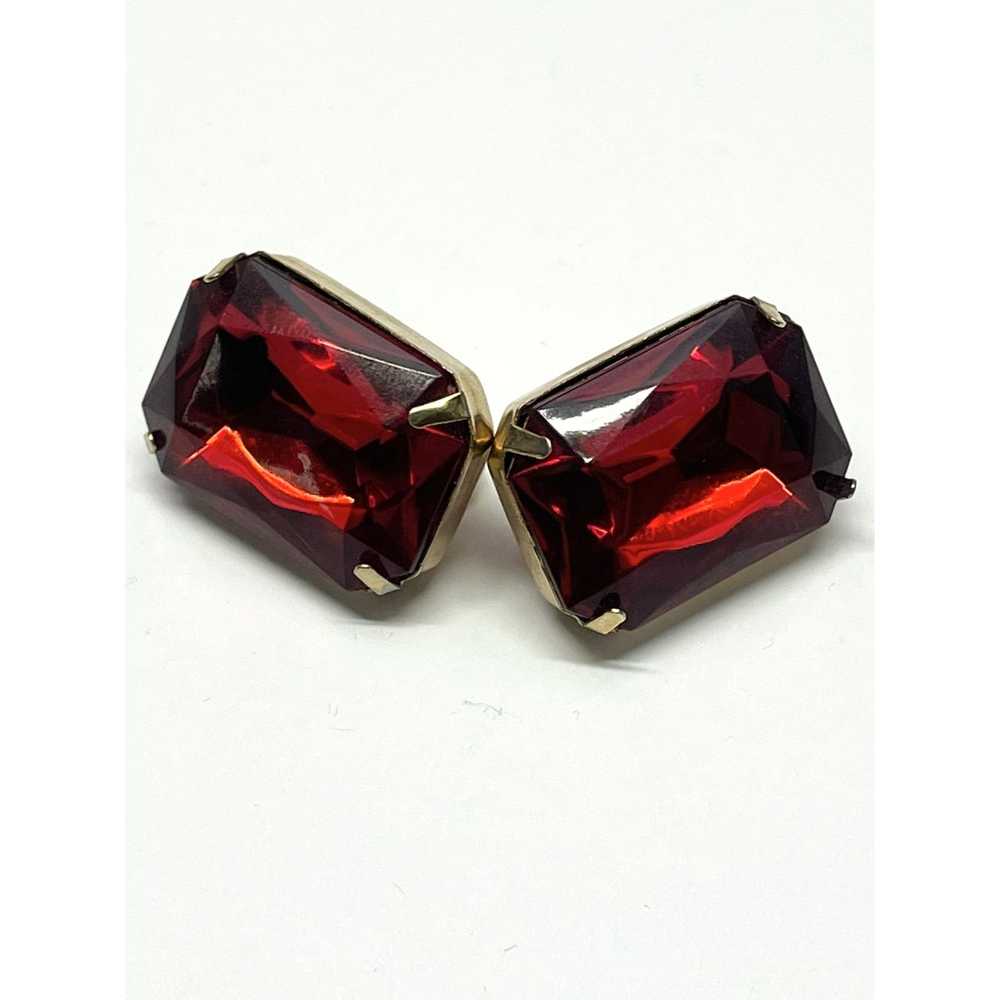 Vintage Vintage red jewel rhinestone earrings - image 3