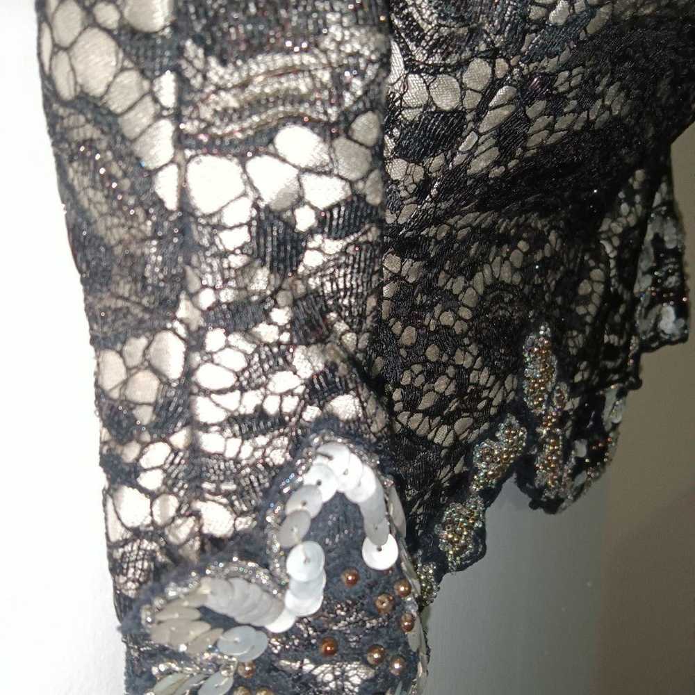 Liancarlo Vintage Black & Silver Silk Embellished… - image 8