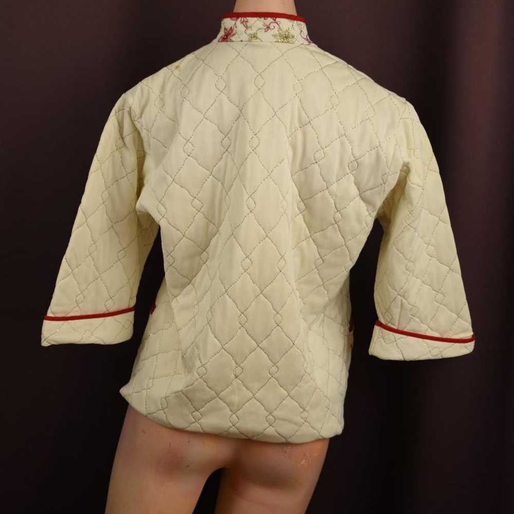 1960's Vintage Christmas Quilted White Bed Coat - image 2