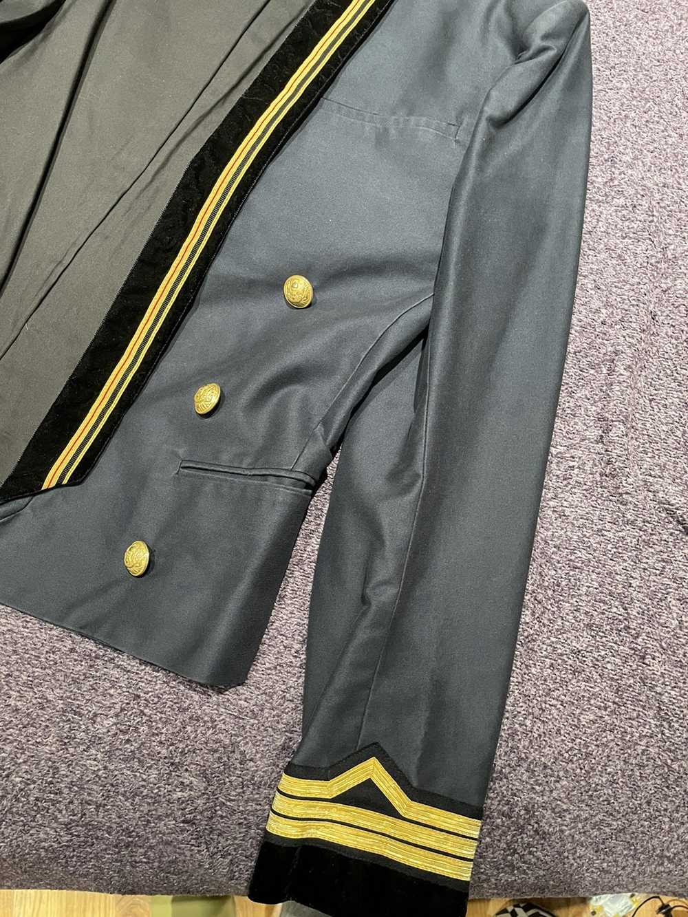 Balmain Balmain Navy Cotton Velvet Military Shawl… - image 8