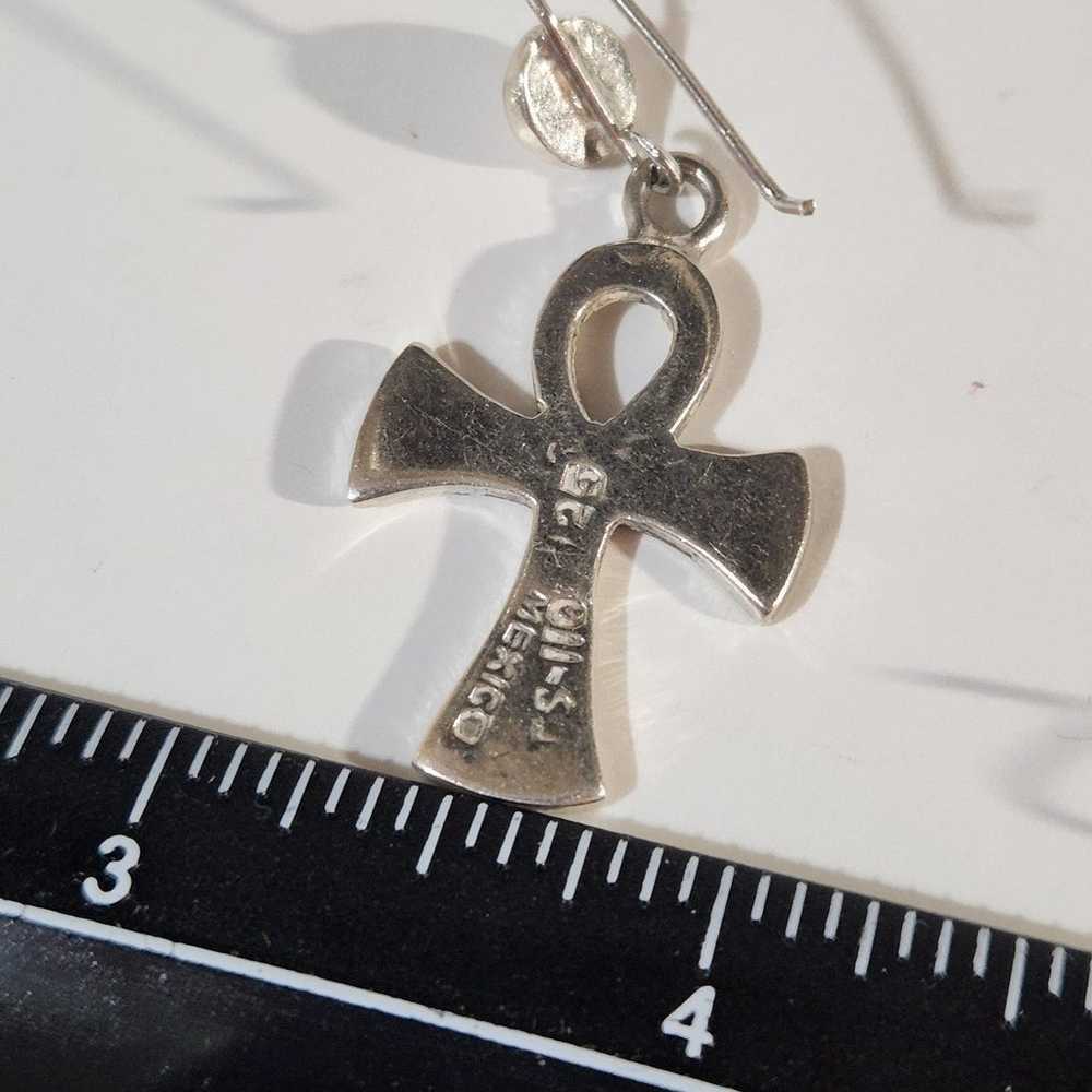 Genuine Sterling Silver Egyptian Cross Earrings - image 4