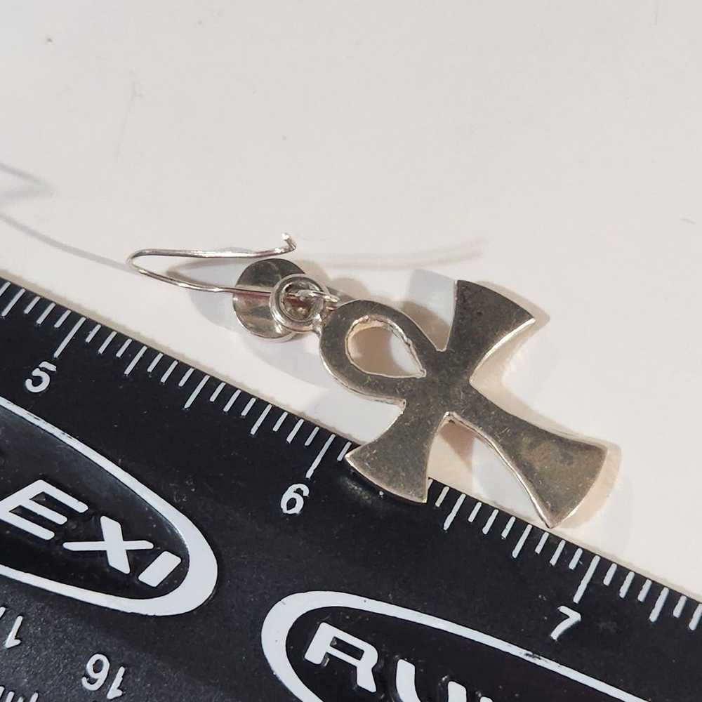 Genuine Sterling Silver Egyptian Cross Earrings - image 6