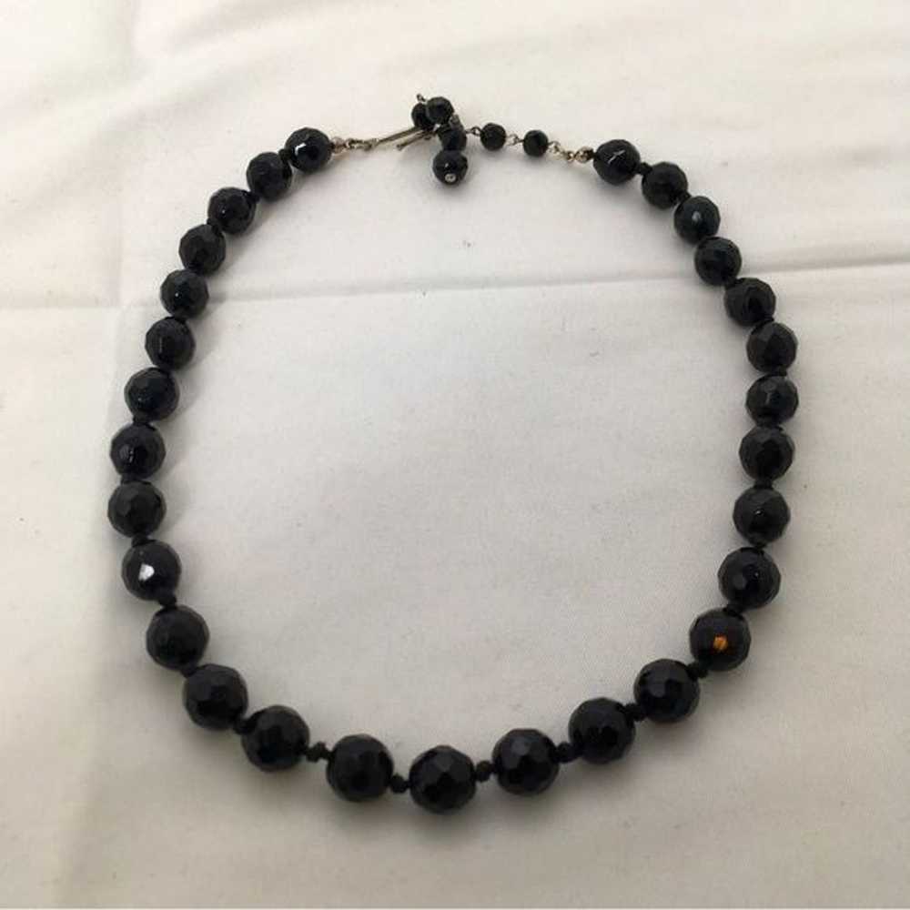 Vintage Black Crystal Necklace, Choker - image 1
