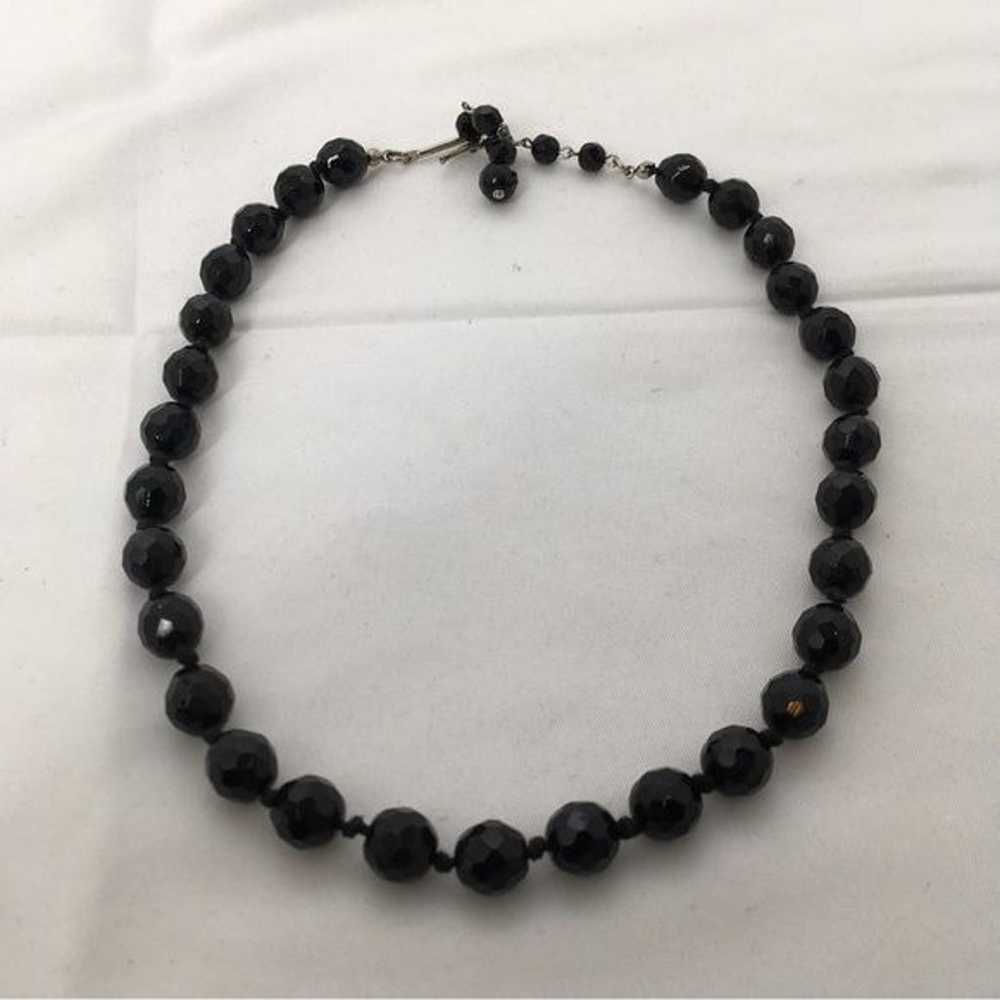 Vintage Black Crystal Necklace, Choker - image 4
