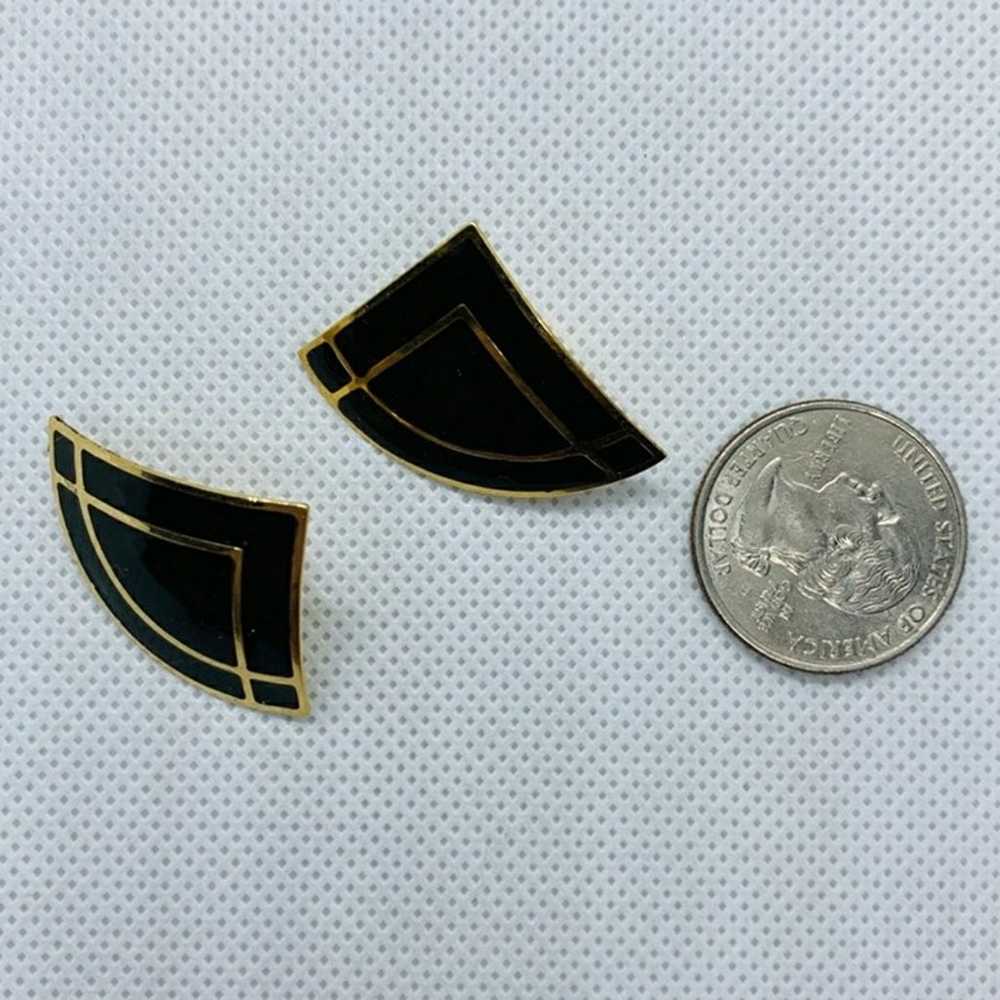 Vintage Avon black gold clip on statement earring… - image 6