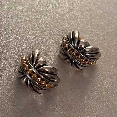 No Brand Silver and Gold Vintage Clip On Earrings - image 1