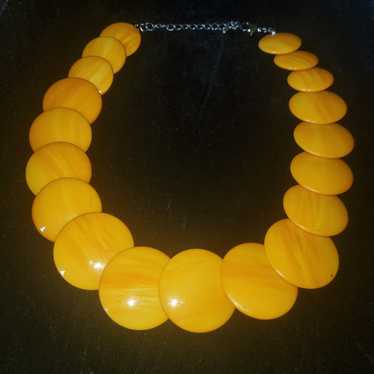 Vintage Yellow Orange Acrylic Disc Choker Necklace