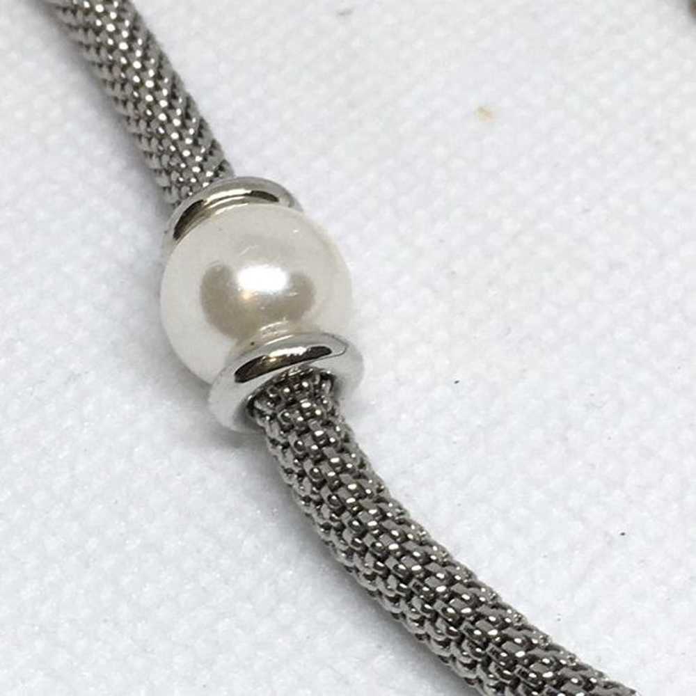 Vintage Roman Long Silver Braided Snake Chain Wit… - image 3