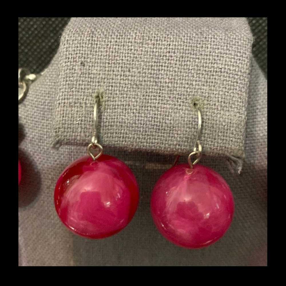 Vintage Pink & Silver Marble Resin shaped Beads n… - image 3