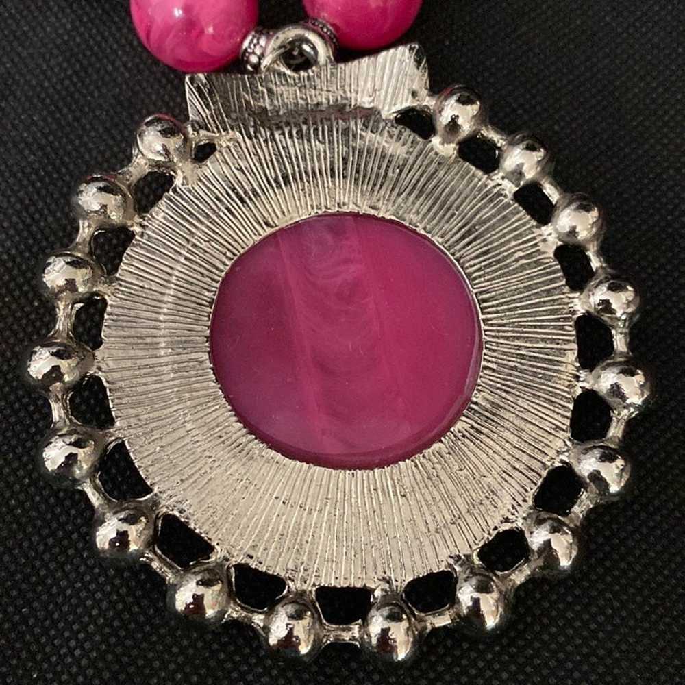 Vintage Pink & Silver Marble Resin shaped Beads n… - image 5