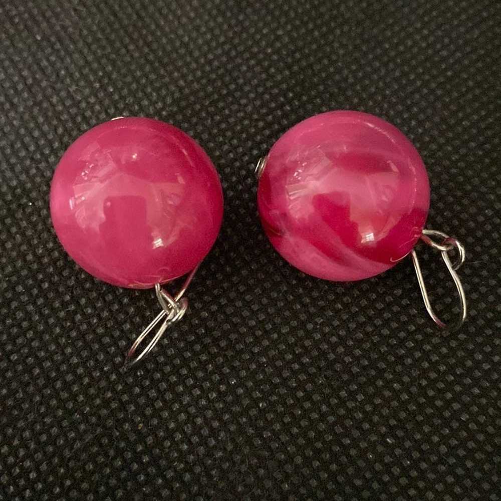 Vintage Pink & Silver Marble Resin shaped Beads n… - image 6