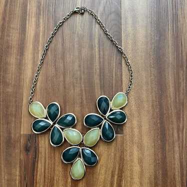 Vintage Green and Teal Acrylic Necklace gold tone… - image 1