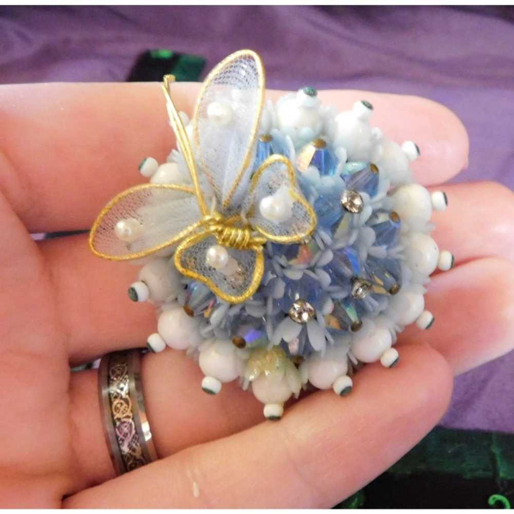 Vintage Blue Butterfly Brooch - image 1