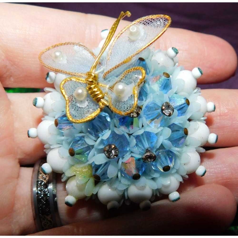 Vintage Blue Butterfly Brooch - image 2