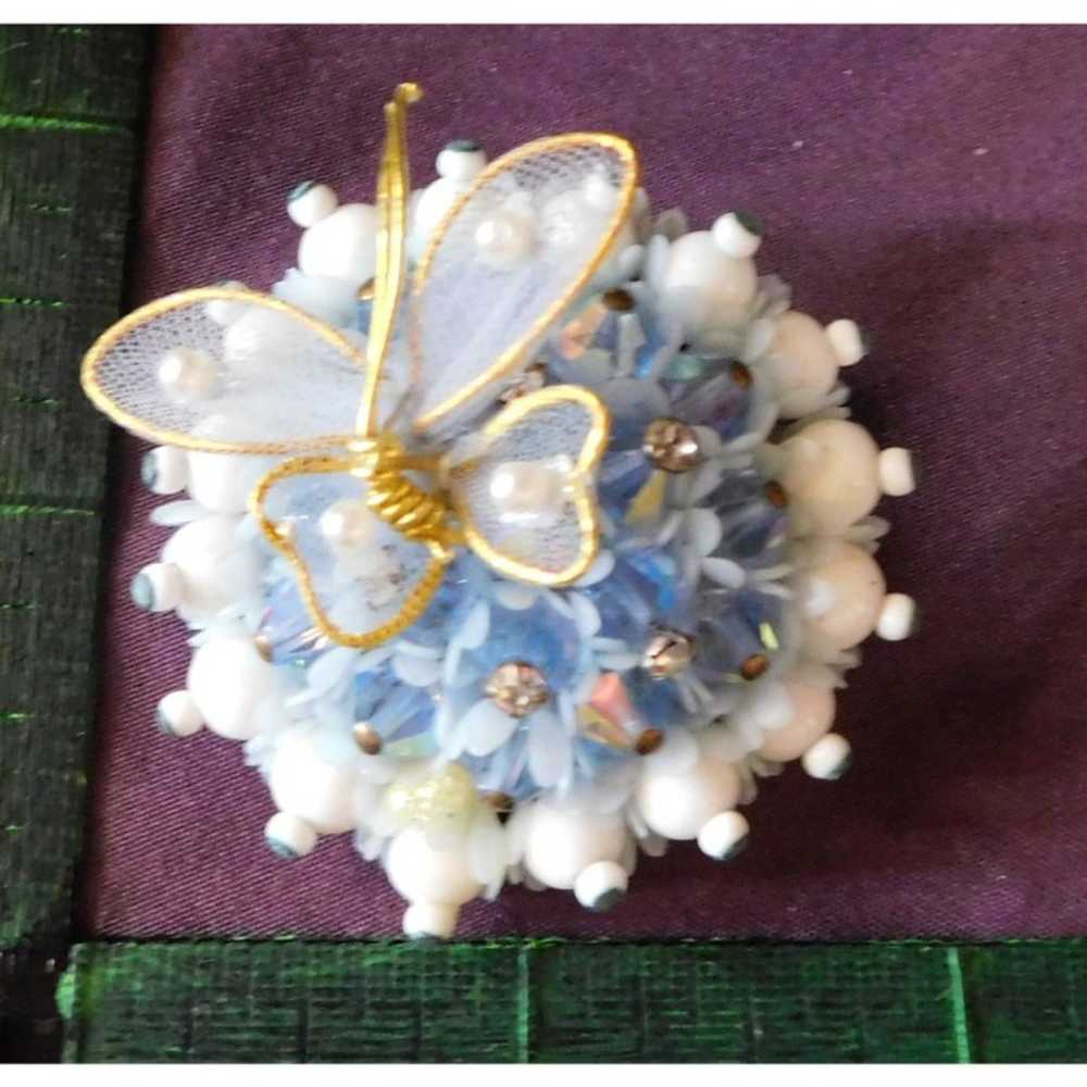 Vintage Blue Butterfly Brooch - image 4