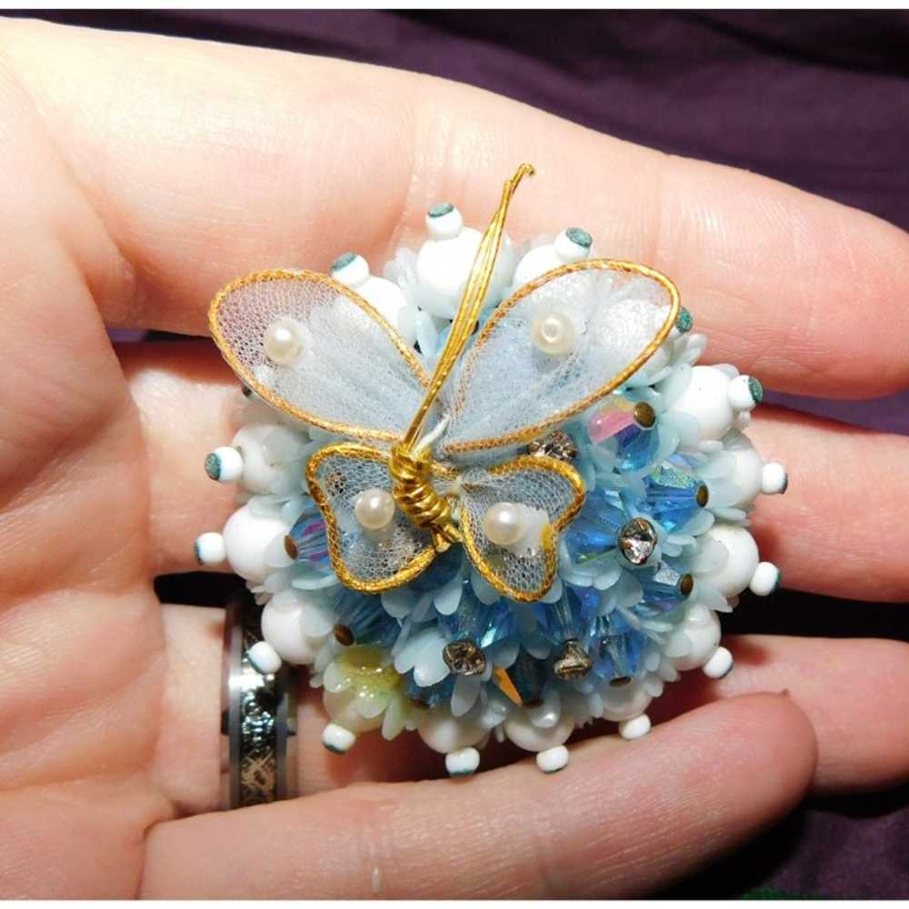 Vintage Blue Butterfly Brooch - image 8