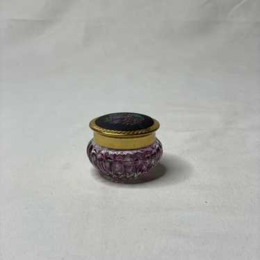 Vintage Avon Ribbed Purple Glass Sachet with Tape… - image 1