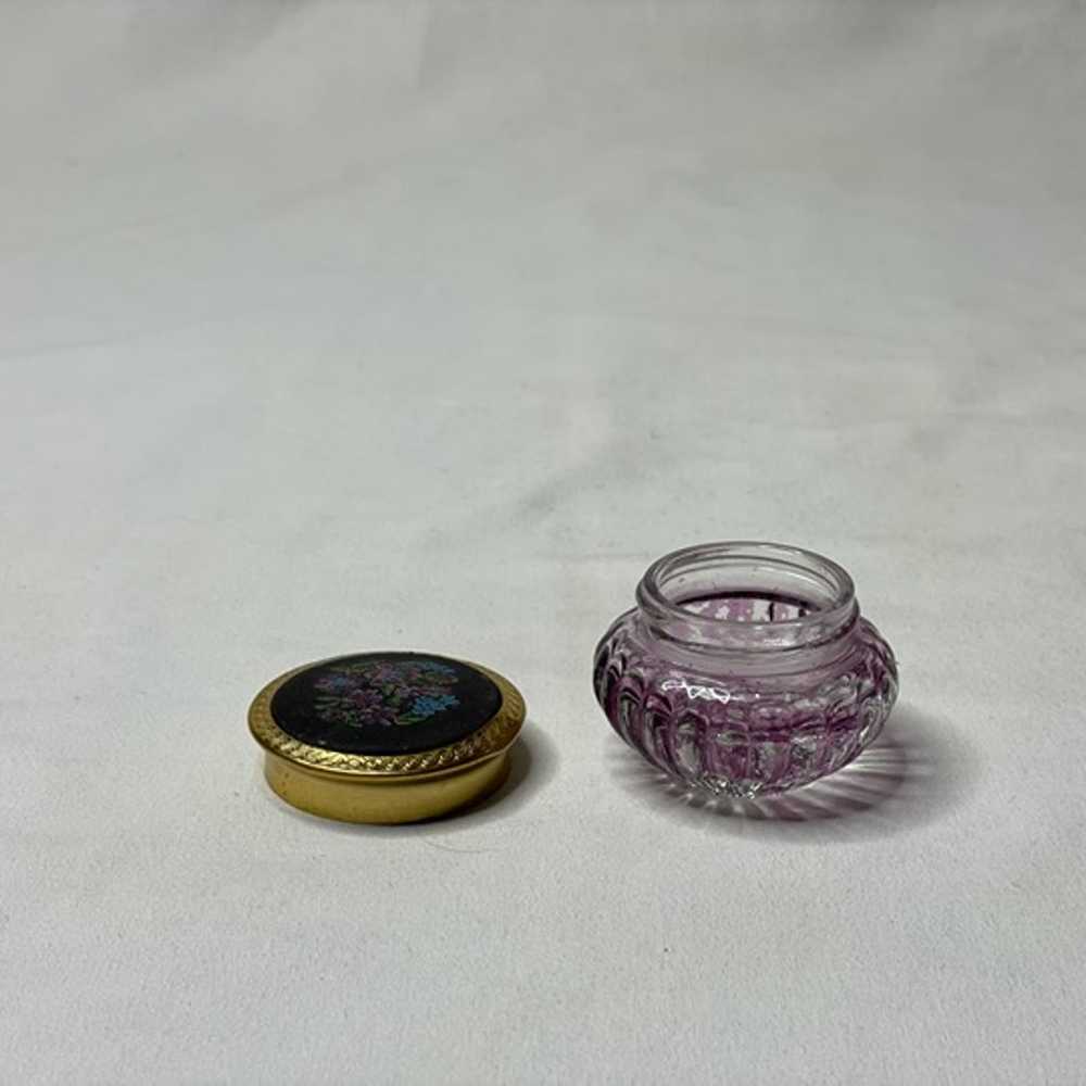 Vintage Avon Ribbed Purple Glass Sachet with Tape… - image 3