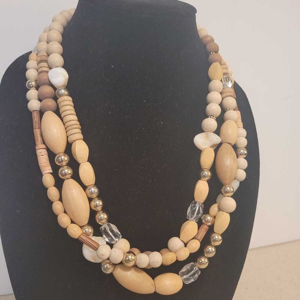 Lydell NY   multi strand wooden   necklace. Wood … - image 2