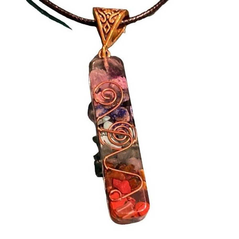 Vintage handmade art glass pendant necklace cord … - image 2