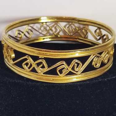 Vintage Goldtone Greek Inspired Bangle - image 1