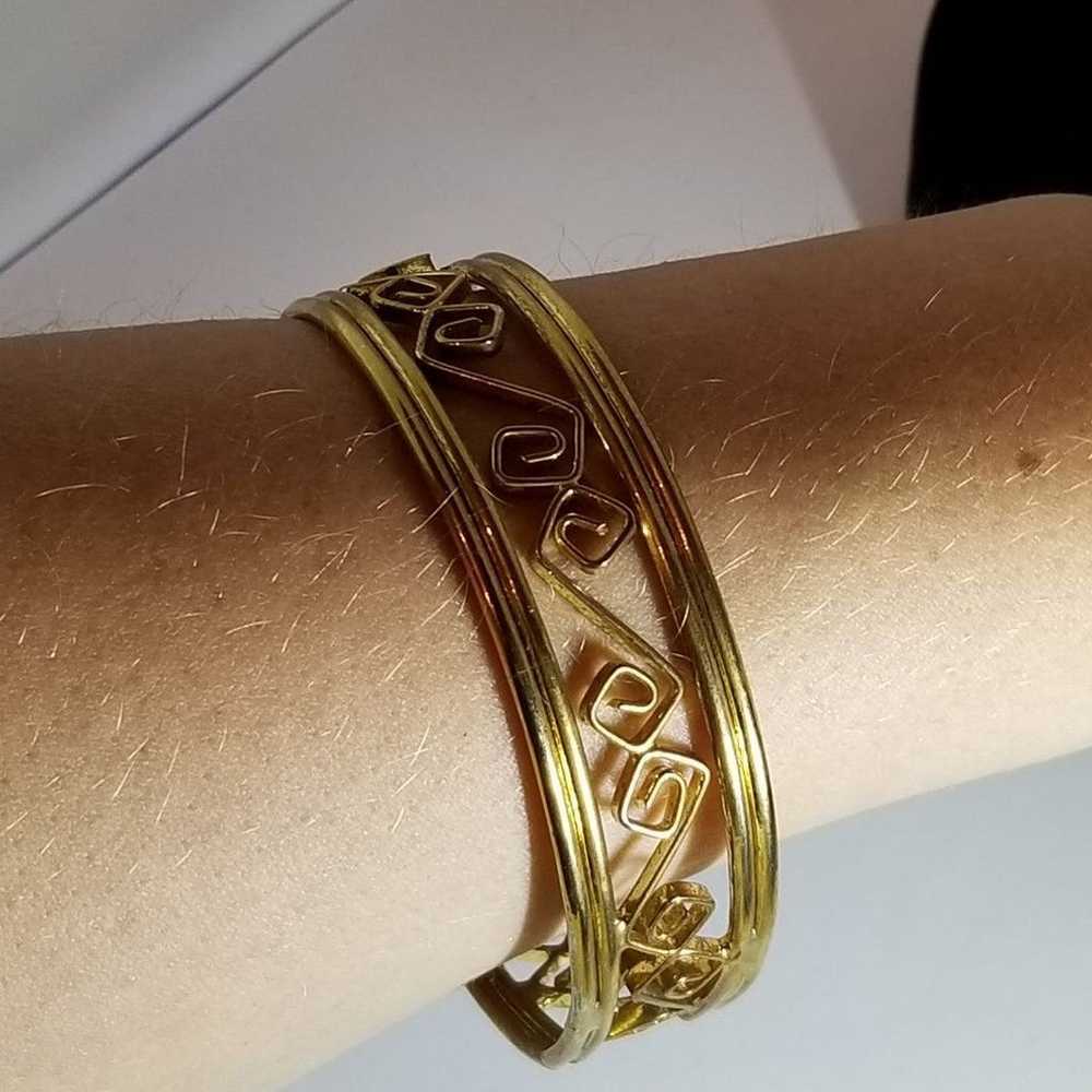 Vintage Goldtone Greek Inspired Bangle - image 4