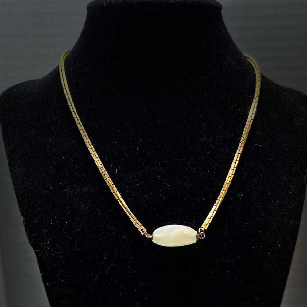 Vintage necklace white stone bar - image 2