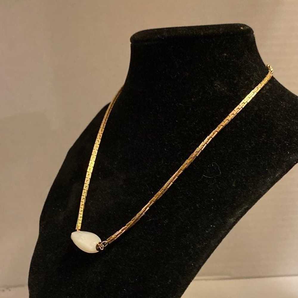 Vintage necklace white stone bar - image 3