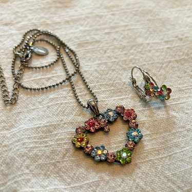Cookie Lee Floral Heart Necklace & Earring Set - … - image 1
