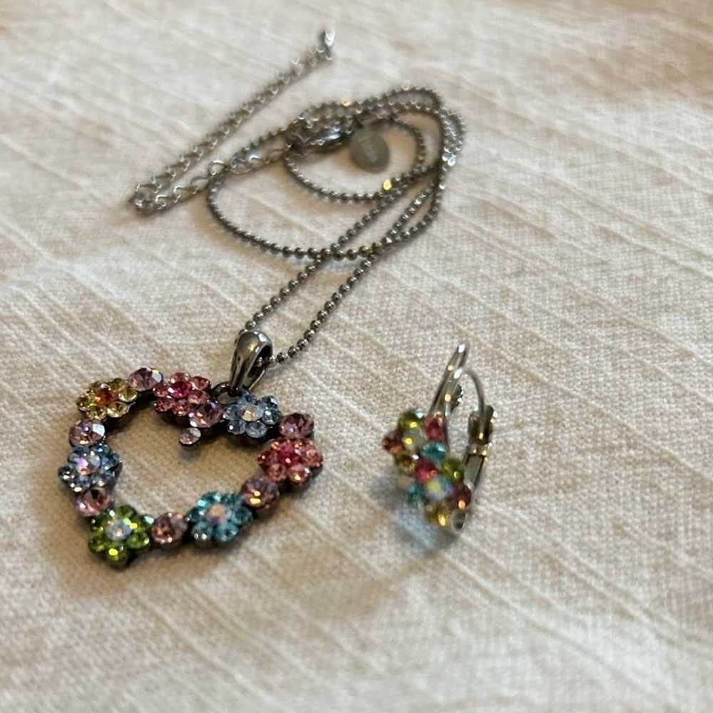 Cookie Lee Floral Heart Necklace & Earring Set - … - image 3