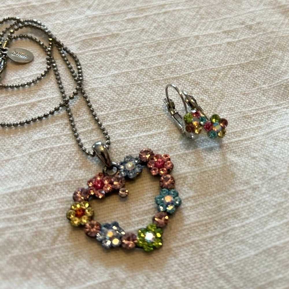 Cookie Lee Floral Heart Necklace & Earring Set - … - image 4