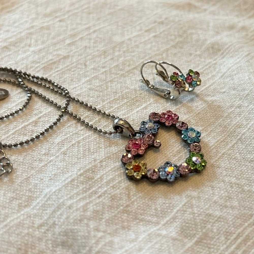 Cookie Lee Floral Heart Necklace & Earring Set - … - image 5