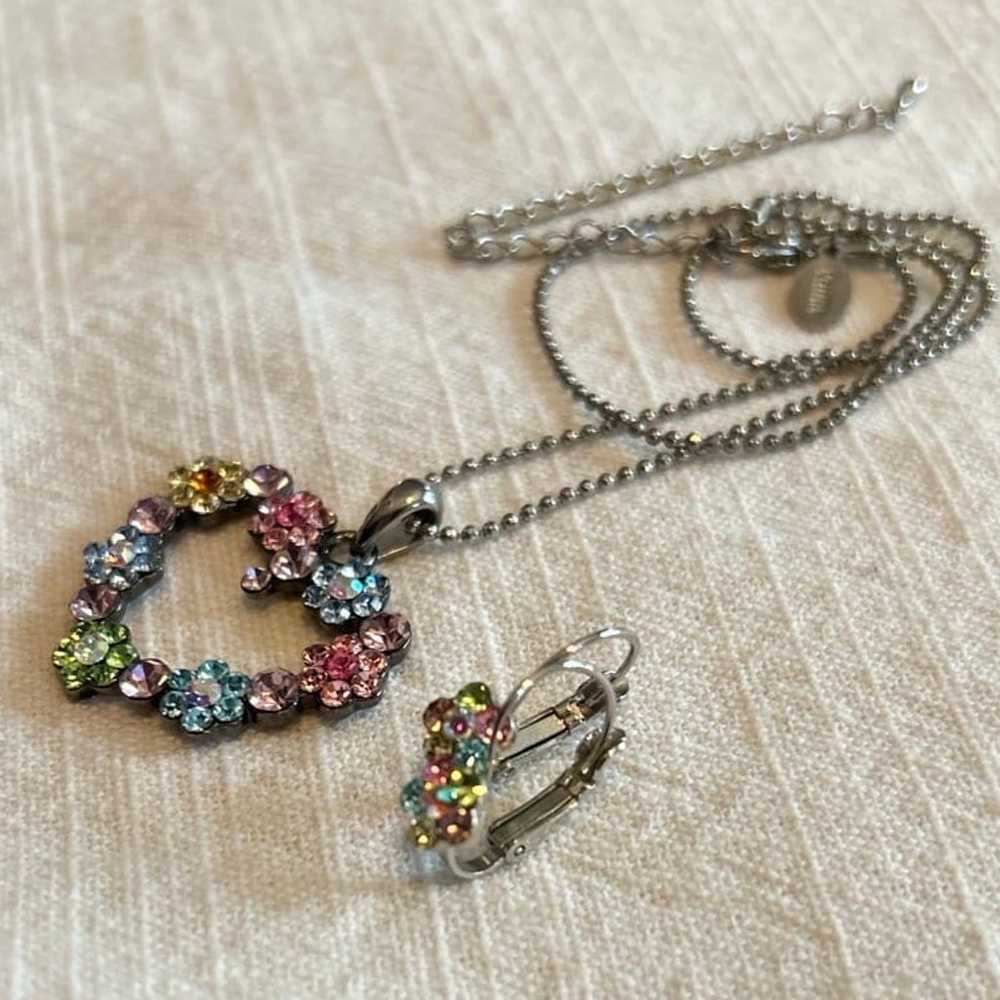 Cookie Lee Floral Heart Necklace & Earring Set - … - image 6